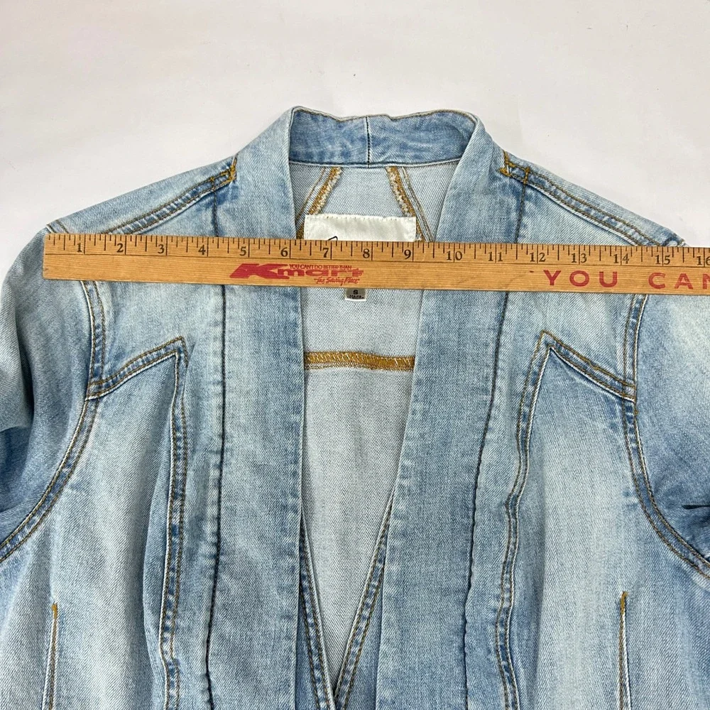 Light Wash Denim Blazer Jacket Small Tailored Preppy Western Americana Coastal